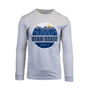 utah state aggies old main long sleeve tshirt oatmeal